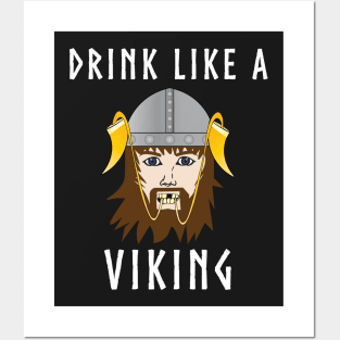 Drink Like a Viking Funny Drinking Horn t-shirt Posters and Art